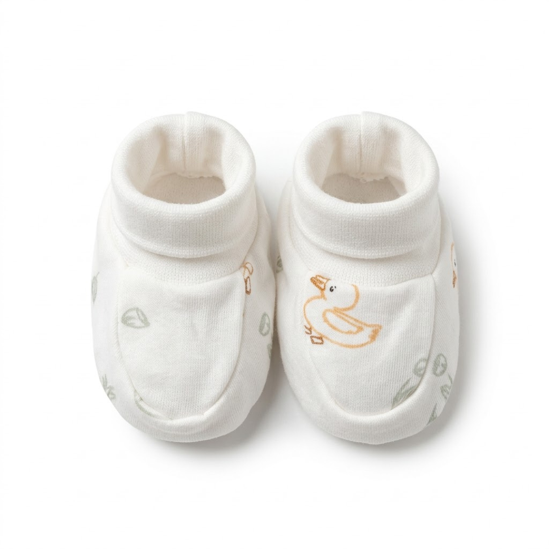 Newborn Baby Mittens & Booties Set  Printed Bunny Interlock - 2 Sets Pack
