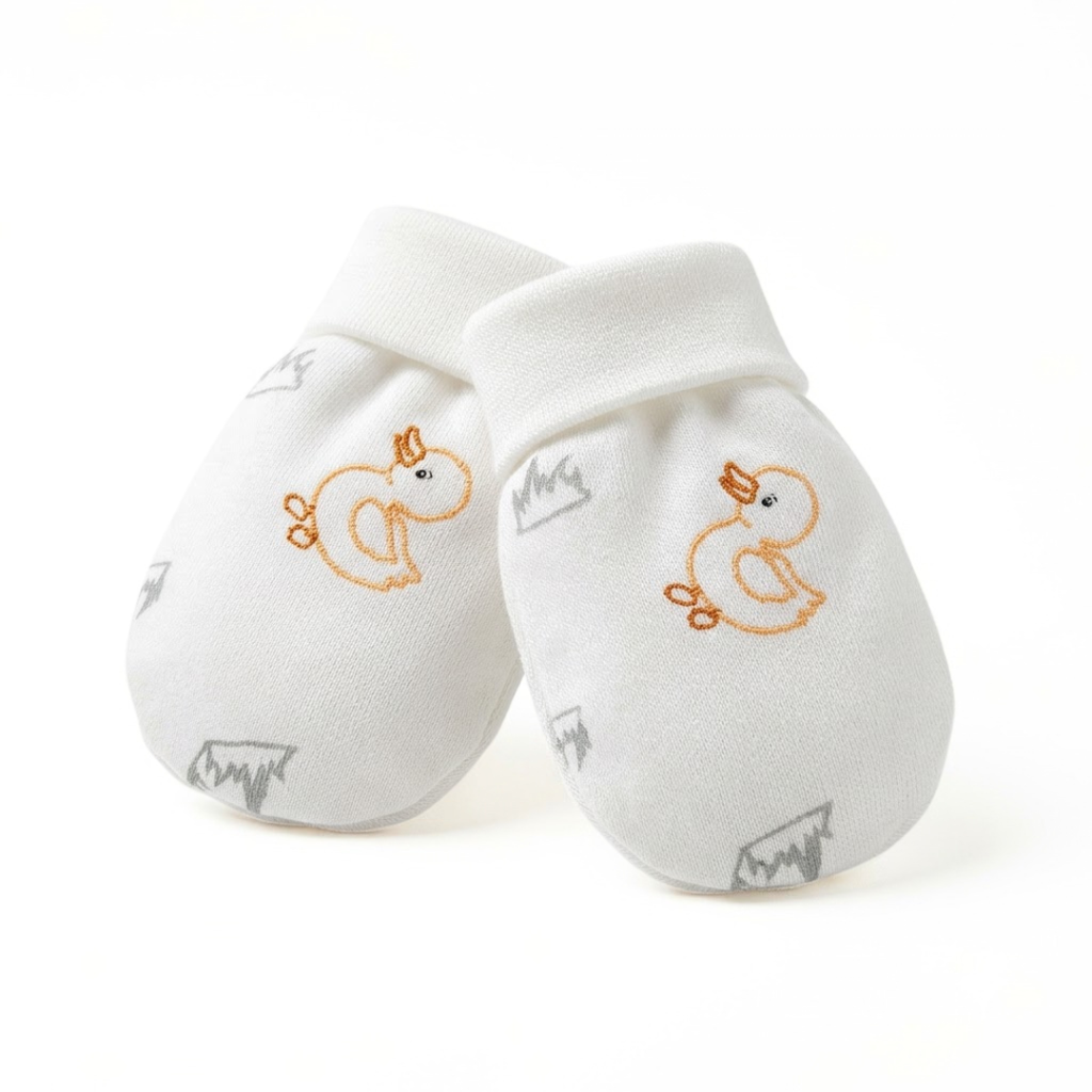 Newborn Baby Mittens & Booties Set  Printed Bunny Interlock - 2 Sets Pack