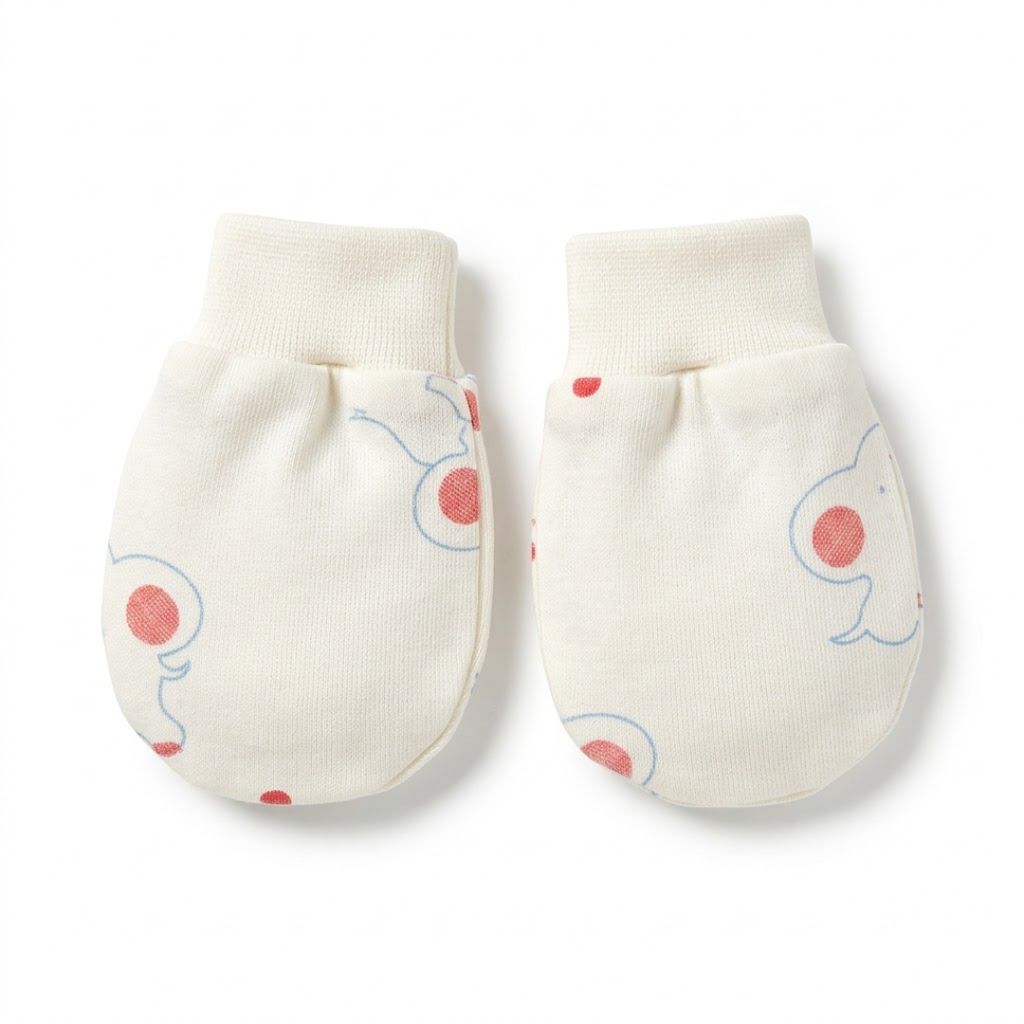 Newborn Baby Mittens & Booties Set  Printed Bunny Interlock - 2 Sets Pack