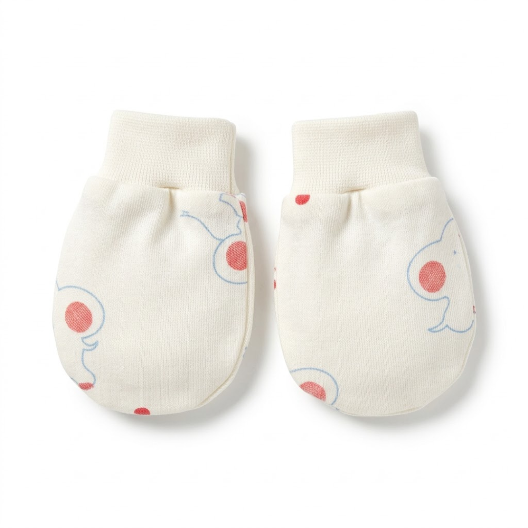 Newborn Baby Mittens & Booties Set  Printed Bunny Interlock - 2 Sets Pack