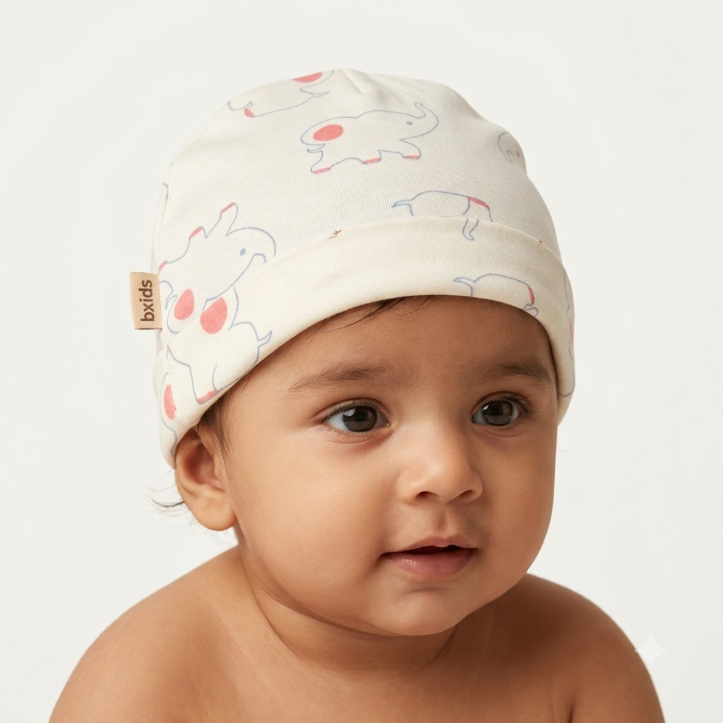 Newborn Baby Printed Caps – 3-Piece Pack