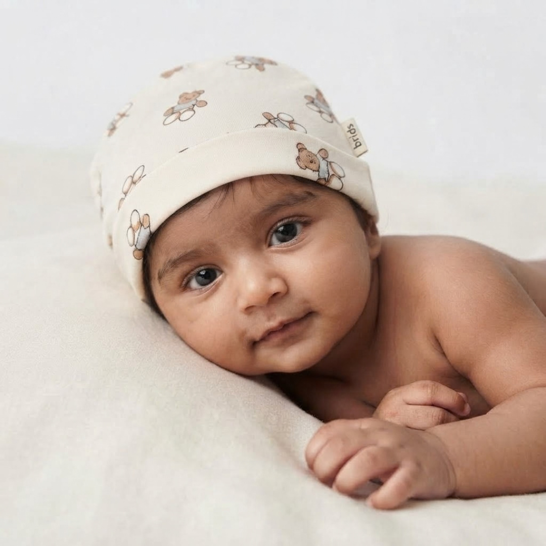 Newborn Baby Printed Caps – 3-Piece Pack