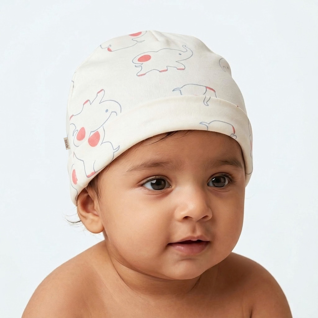 Newborn Baby Printed Caps – 3-Piece Pack