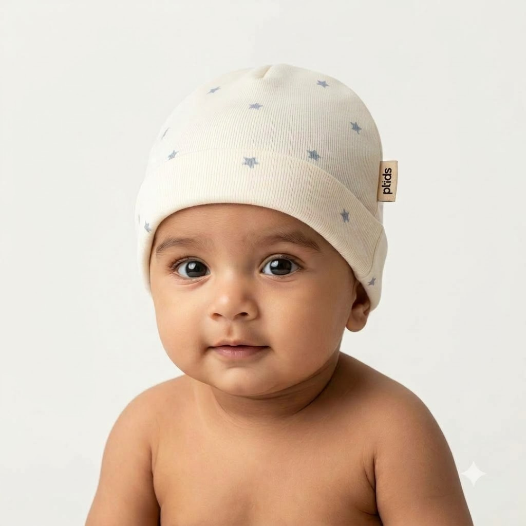 Newborn Baby Printed Caps – 3-Piece Pack
