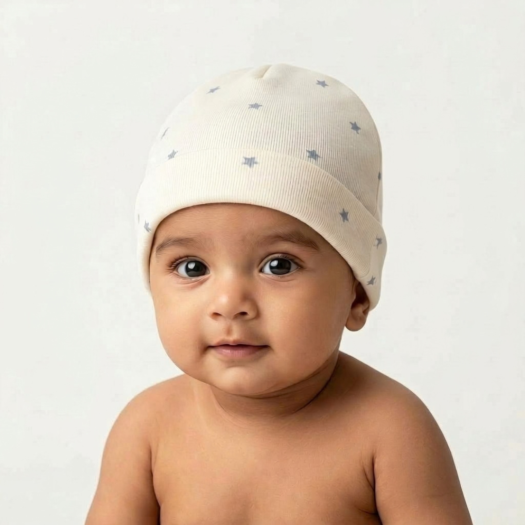 Newborn Baby Printed Caps – 3-Piece Pack
