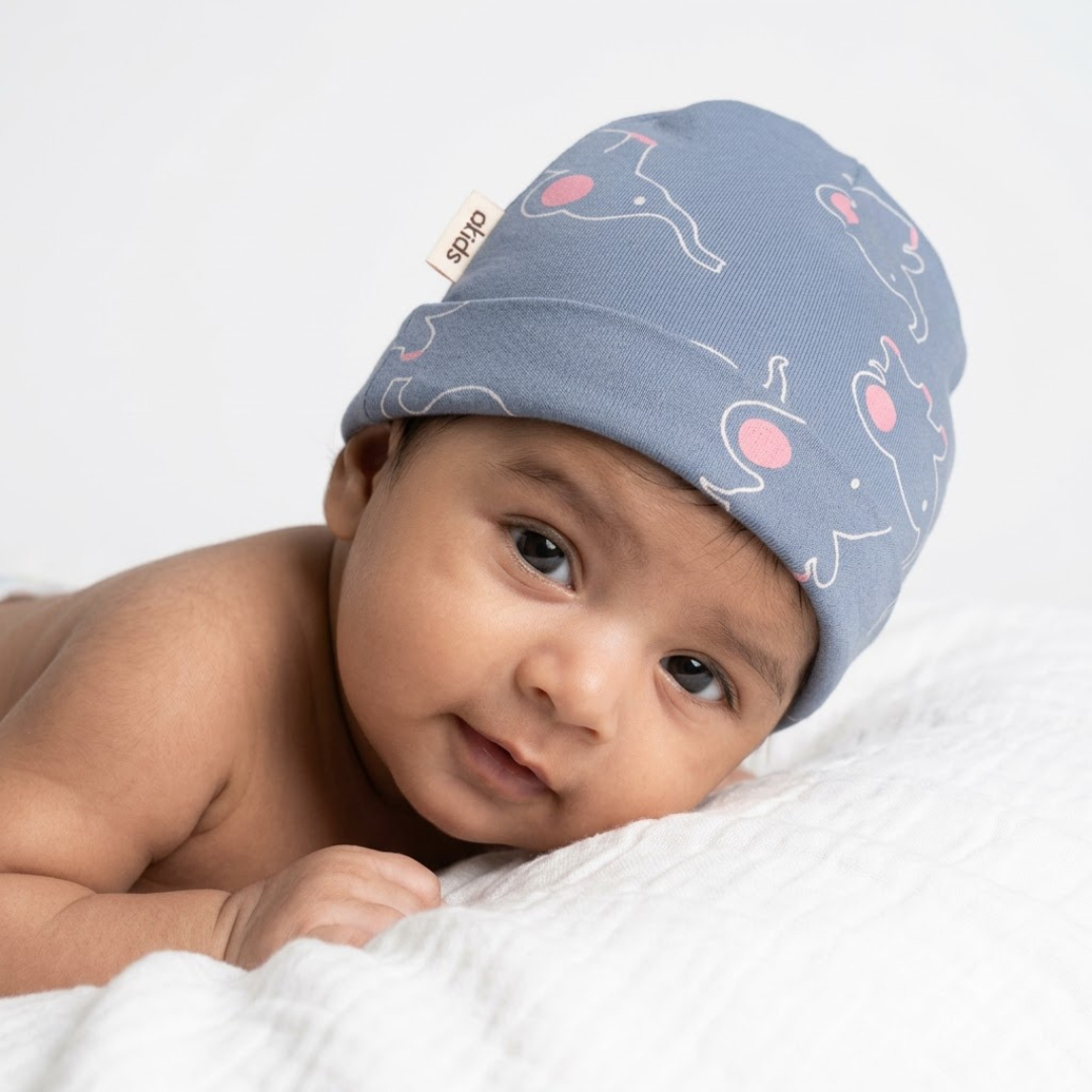 Newborn Baby Printed Caps – 3-Piece Pack