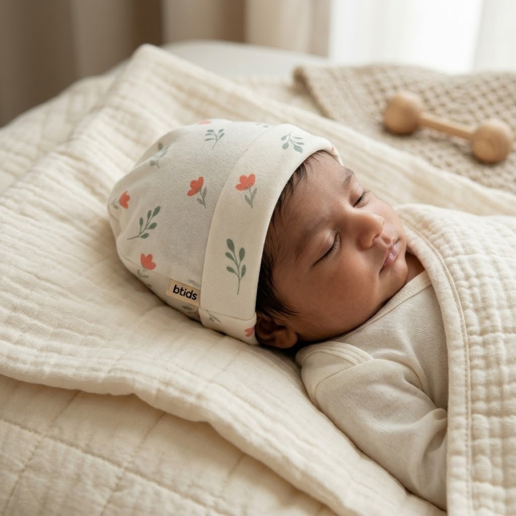 Newborn Baby Printed Caps – 3-Piece Pack