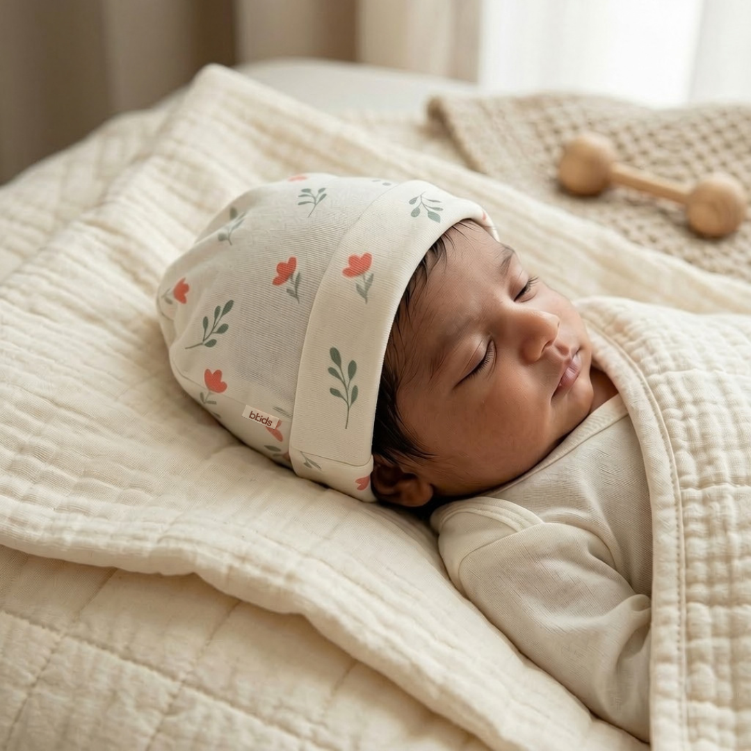 Newborn Baby Printed Caps – 3-Piece Pack