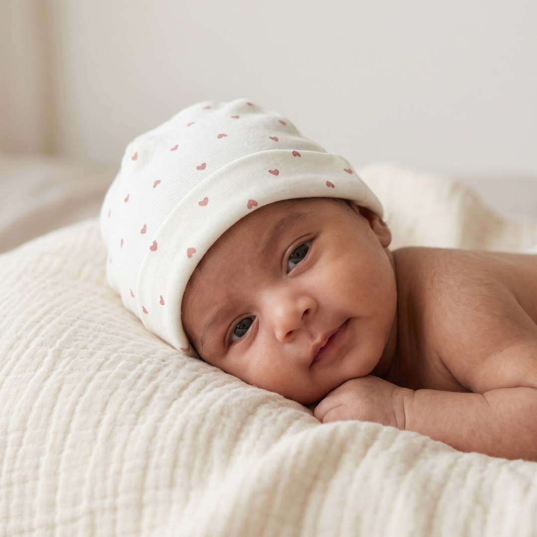Newborn Baby Printed Caps – 3-Piece Pack