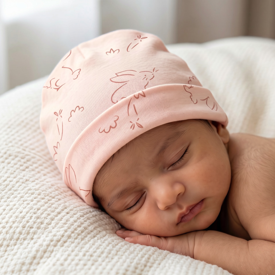 Newborn Baby Printed Caps – 3-Piece Pack