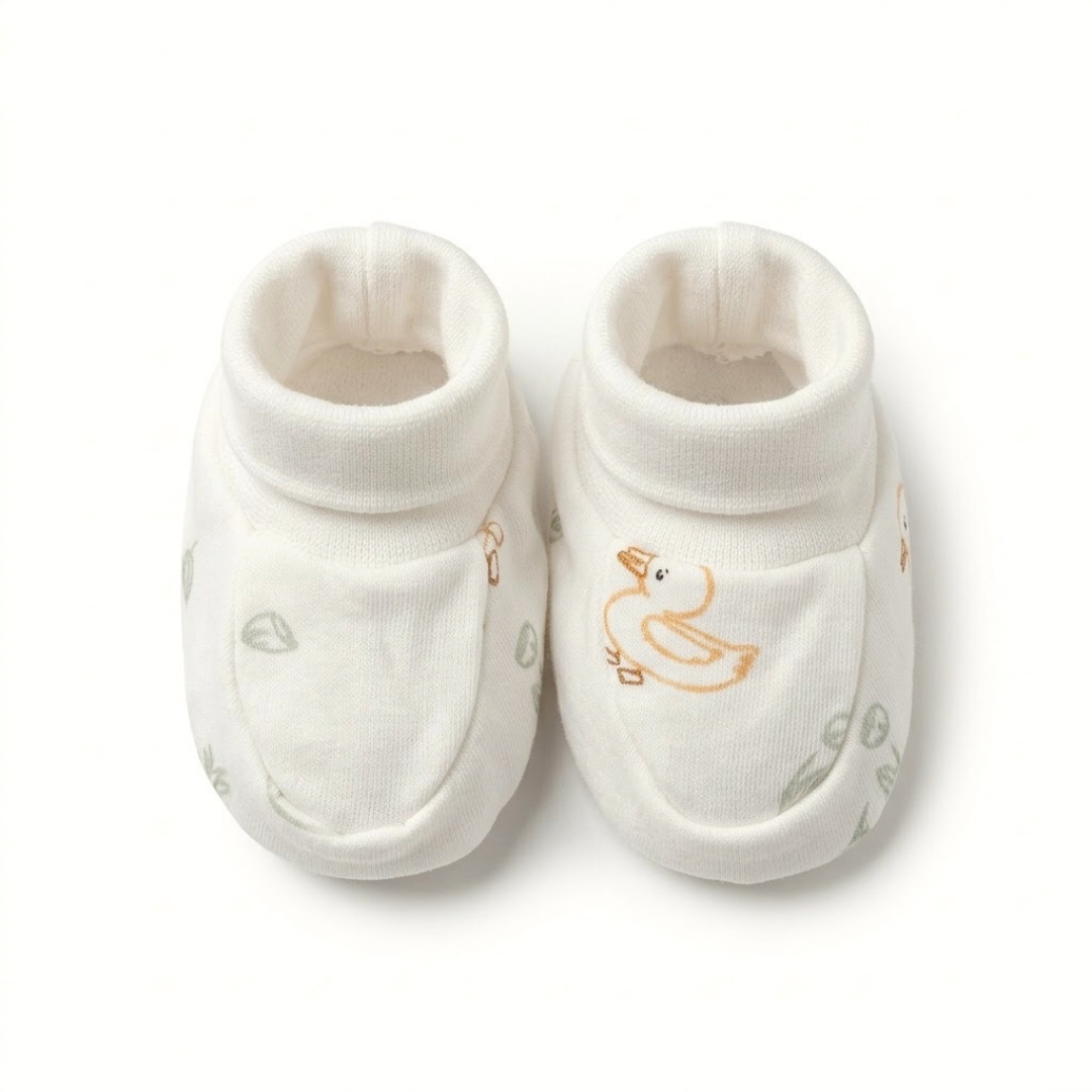 Newborn Baby Mittens & Booties Set  Printed Bunny Interlock - 2 Sets Pack