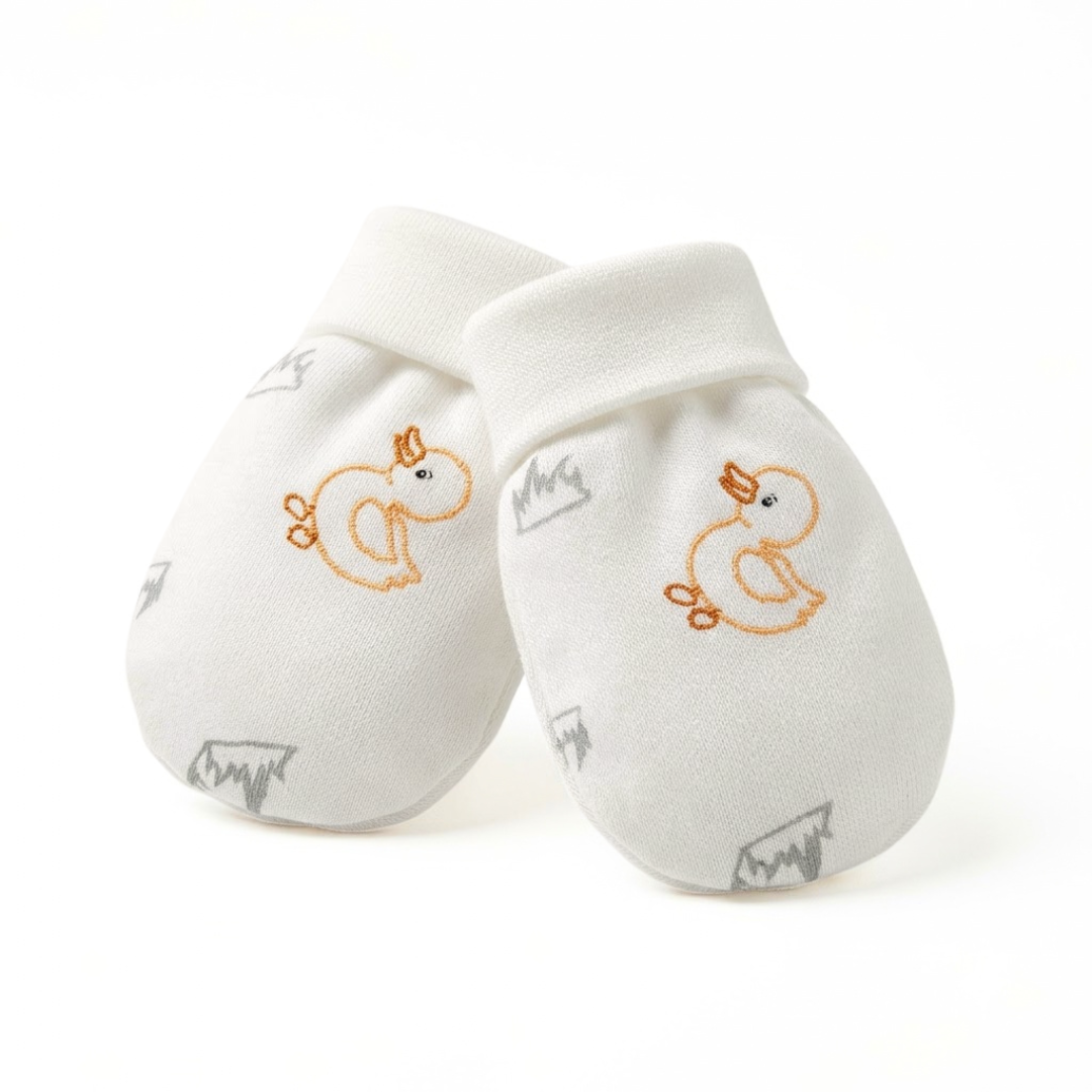 Newborn Baby Mittens & Booties Set  Printed Bunny Interlock - 2 Sets Pack