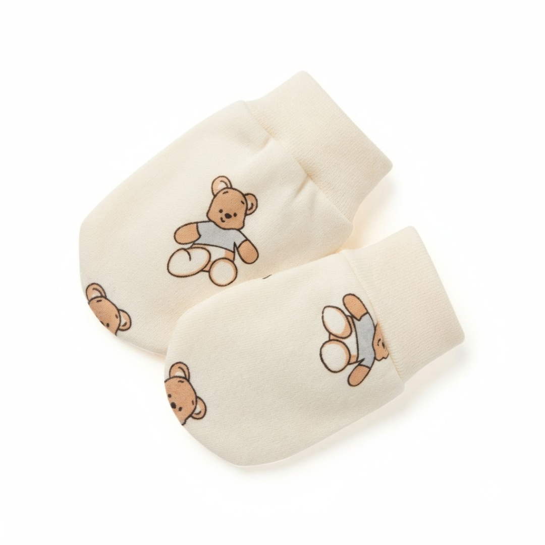 Newborn Baby Mittens & Booties Set  Printed Bunny Interlock - 2 Sets Pack