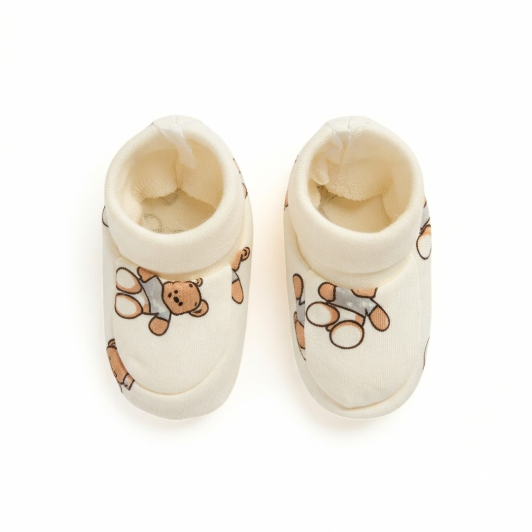 Newborn Baby Mittens & Booties Set  Printed Bunny Interlock - 2 Sets Pack
