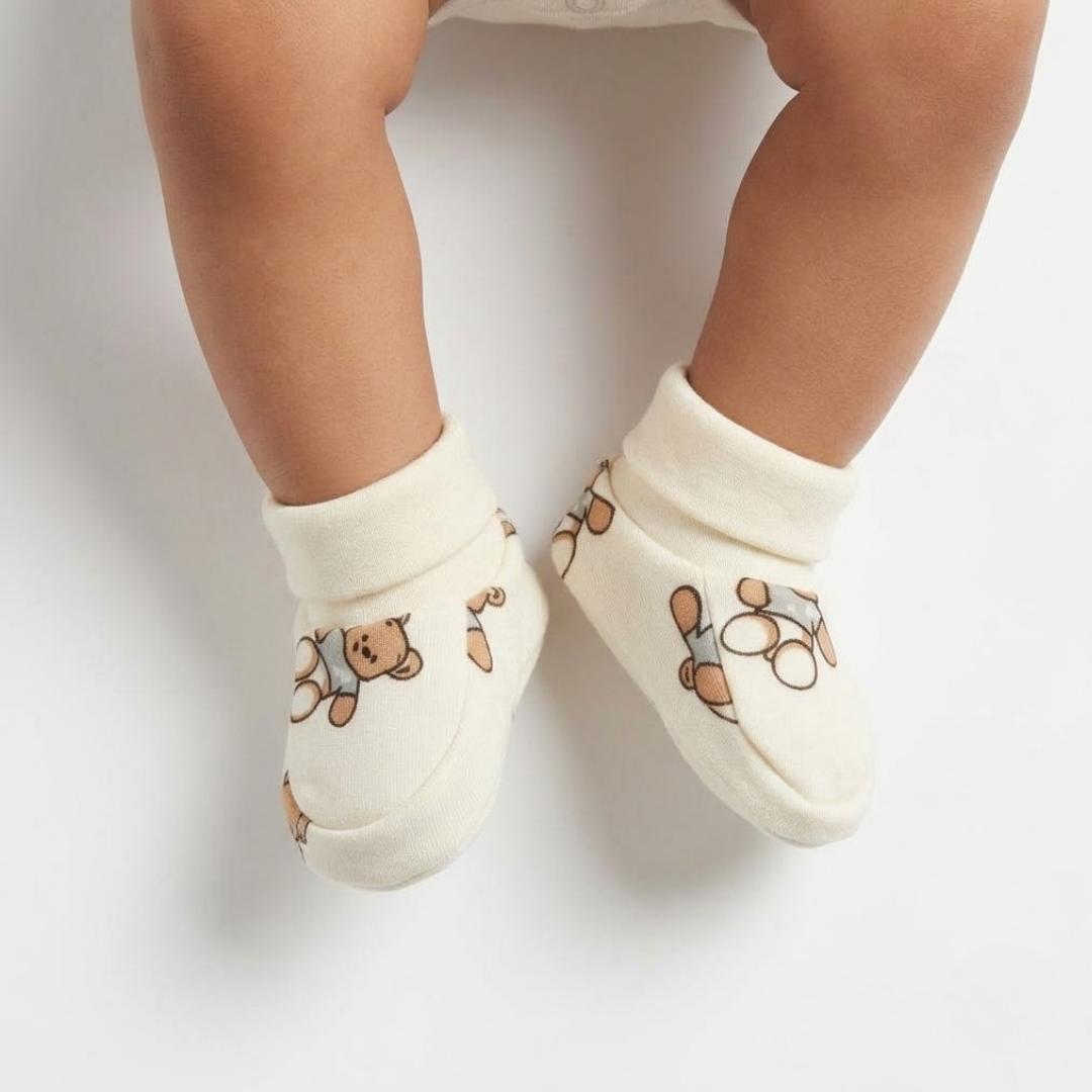 Newborn Baby Mittens & Booties Set  Printed Bunny Interlock - 2 Sets Pack