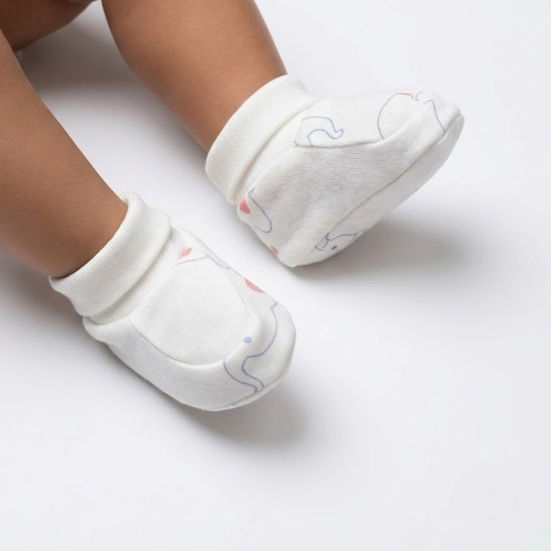 Newborn Baby Mittens & Booties Set  Printed Bunny Interlock - 2 Sets Pack