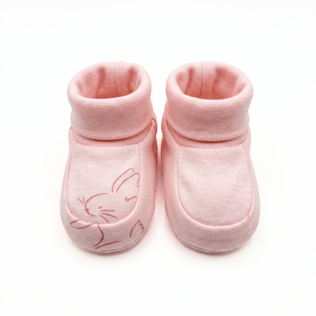 Newborn Baby Mittens & Booties Set  Printed Bunny Interlock - 2 Sets Pack