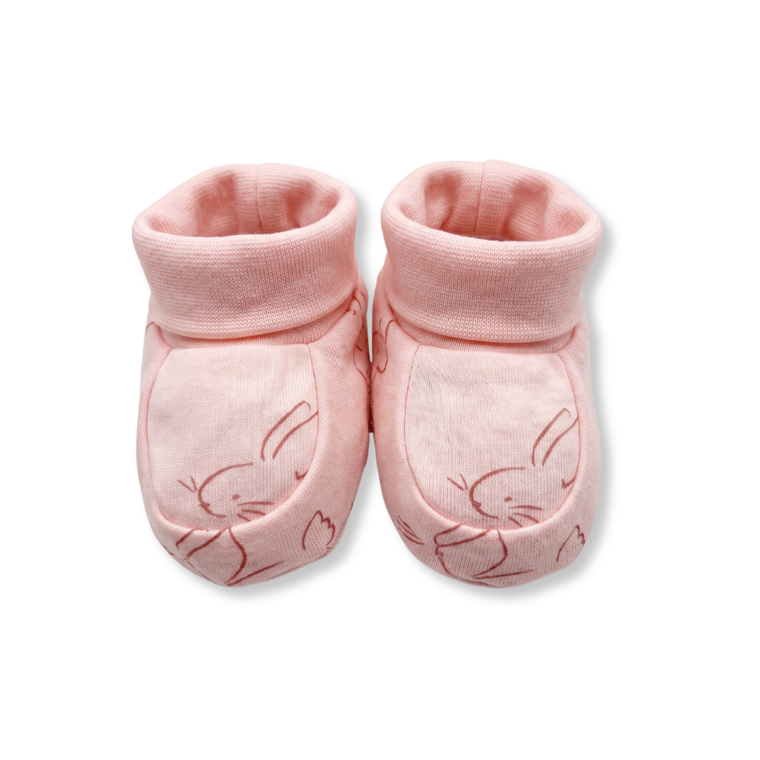 Newborn Baby Mittens & Booties Set  Printed Bunny Interlock - 2 Sets Pack