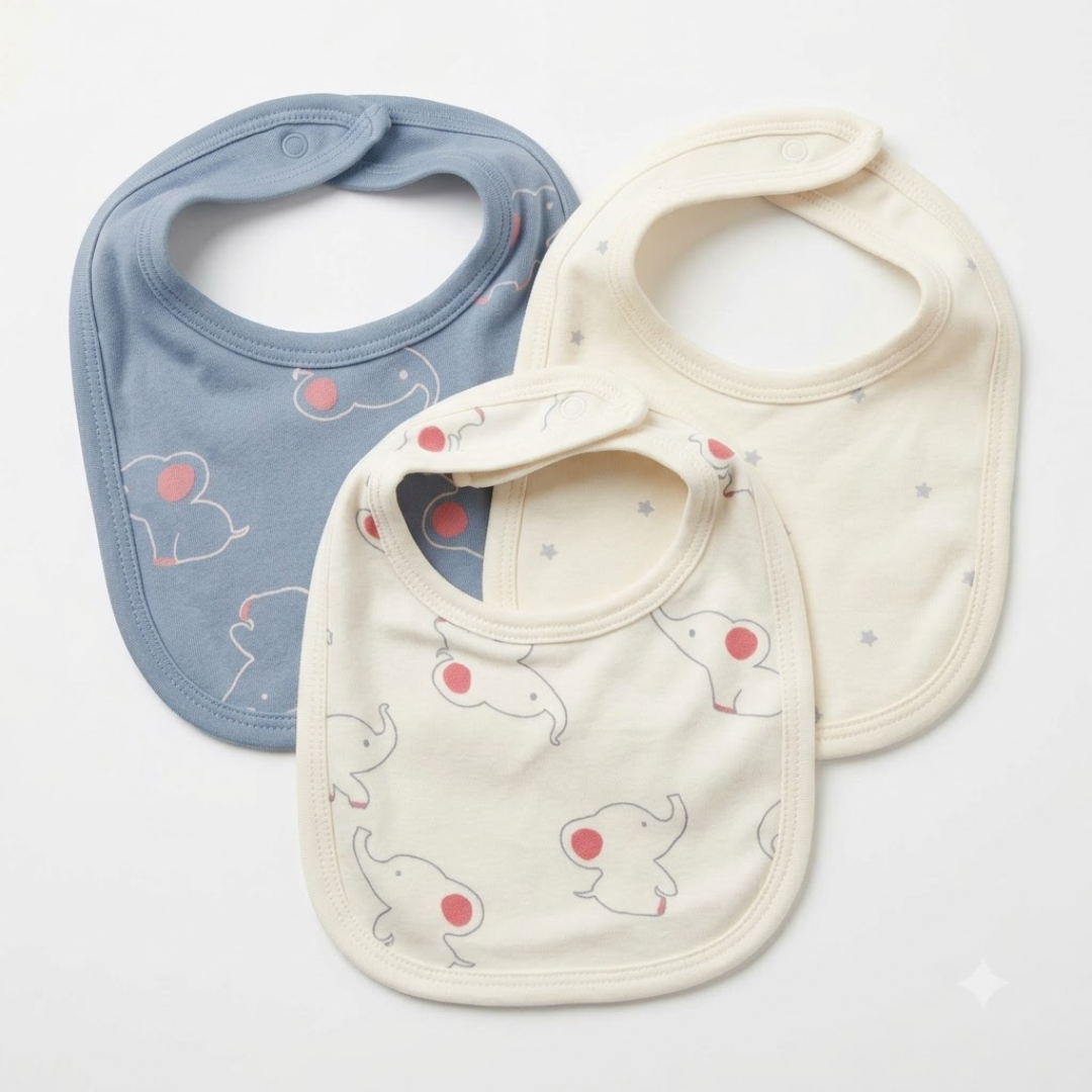 Newborn Baby Bibs Soft Printed Interlock – 3-Piece Pack