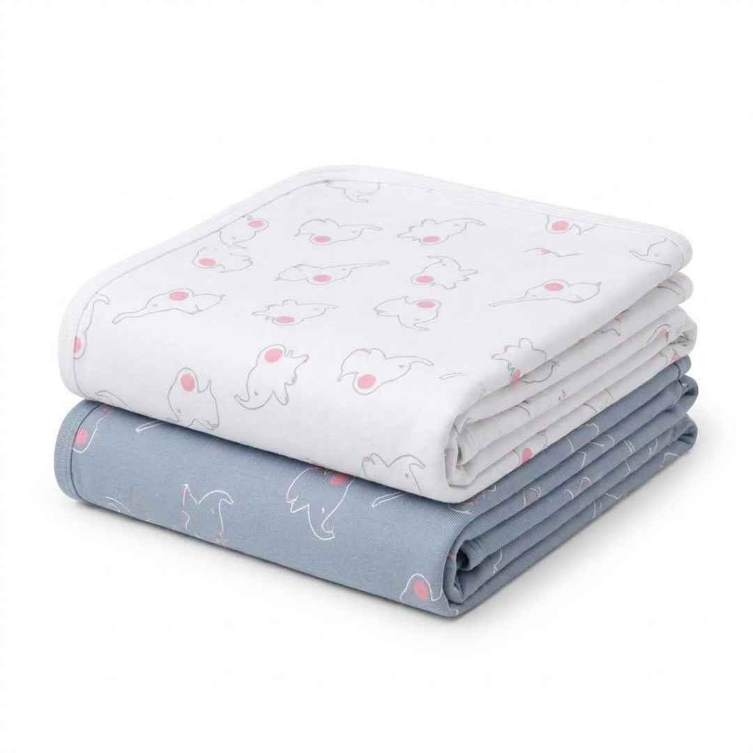 Printed Bunny Baby Towel Hood & No Hood– 2 Piece Pack