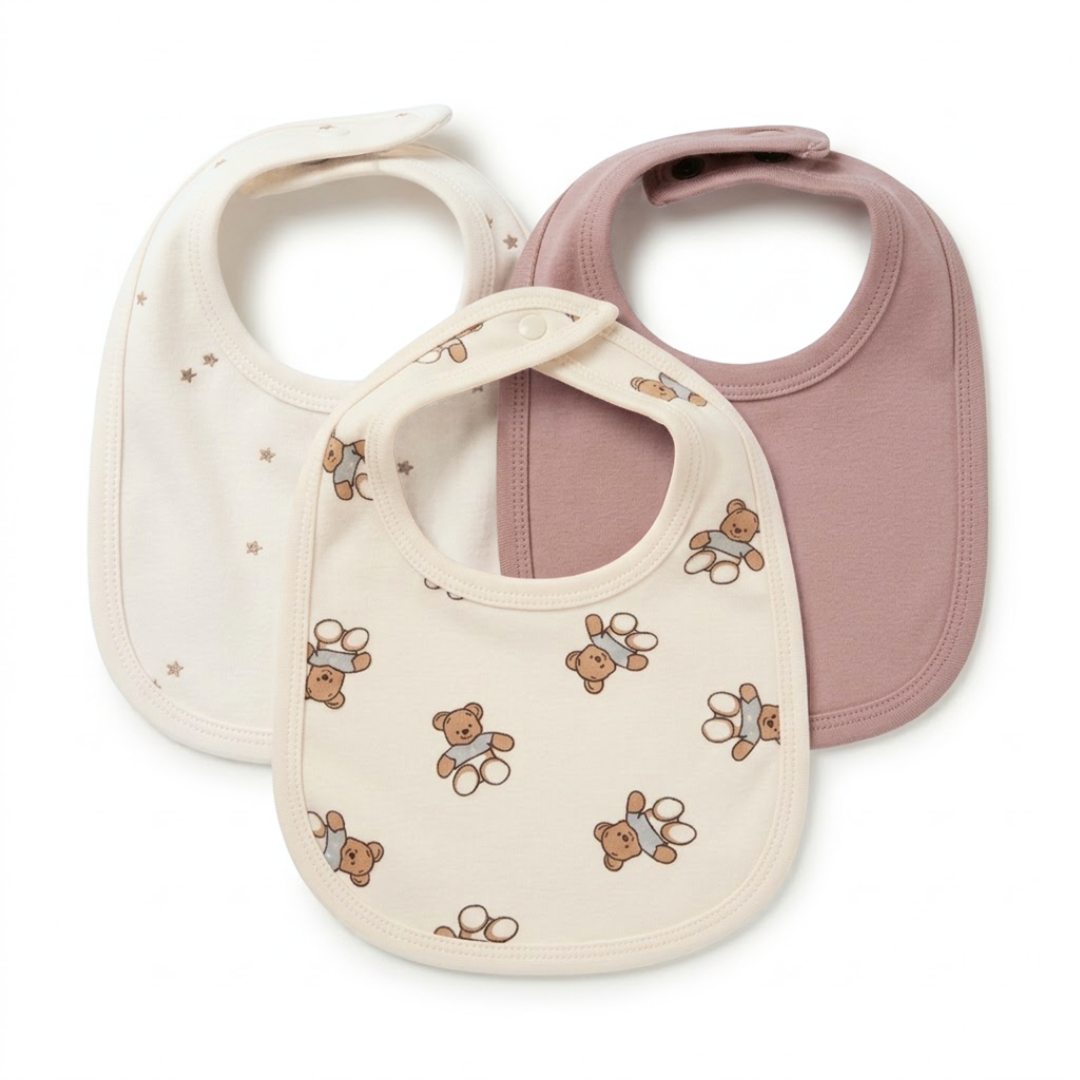 Newborn Baby Bibs Soft Printed Interlock – 3-Piece Pack
