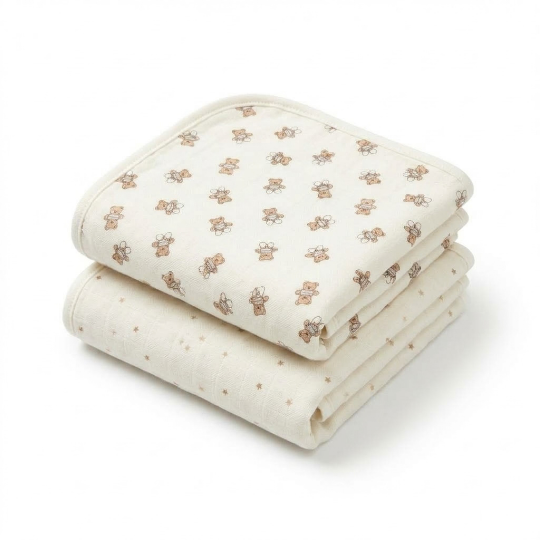 Printed Bunny Baby Towel Hood & No Hood– 2 Piece Pack