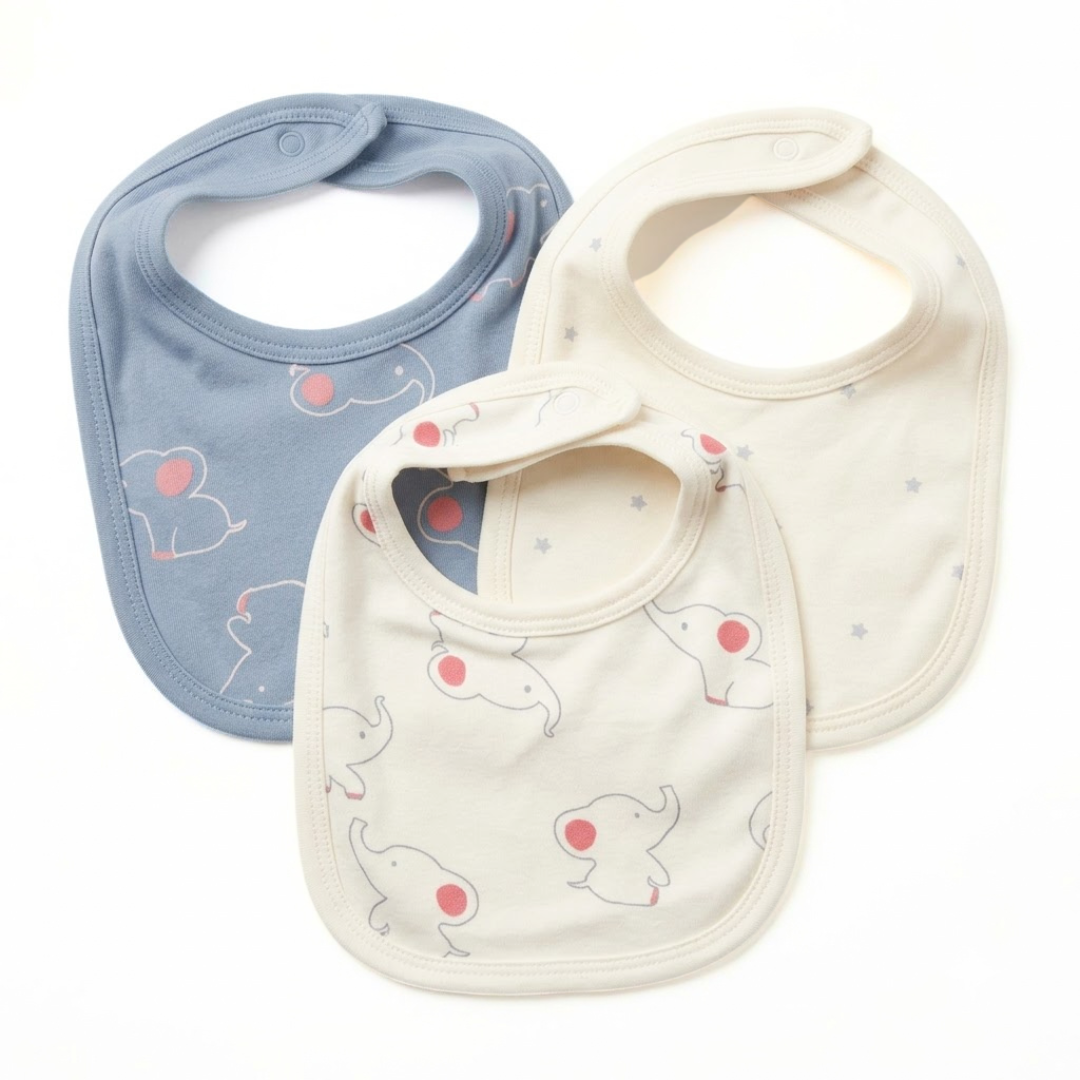 Newborn Baby Bibs Soft Printed Interlock – 3-Piece Pack