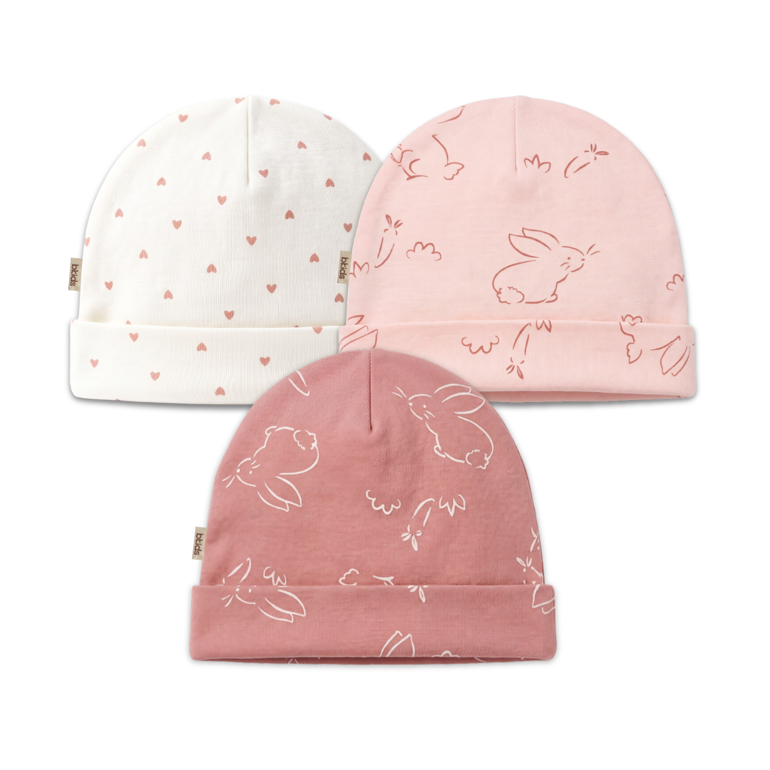 Newborn Baby Printed Caps – 3-Piece Pack
