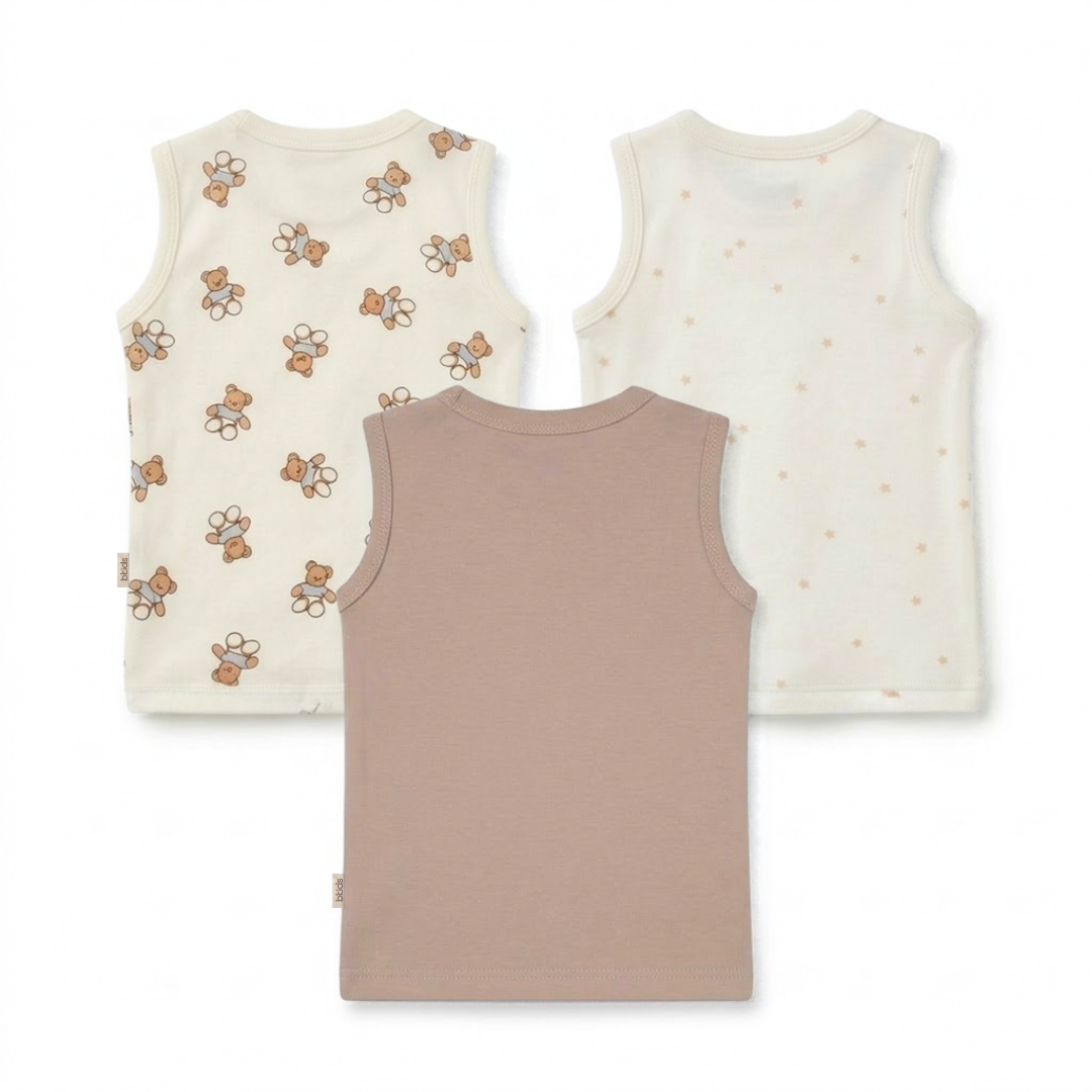 Newborn Baby Sleeveless Front Open Vest T Shirt– 3 Piece Pack