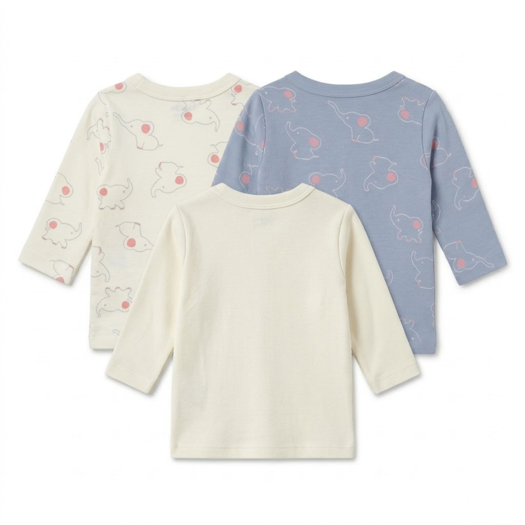 Newborn Baby Long Sleeve Front Open Vest T Shirt– 3 Piece Pack