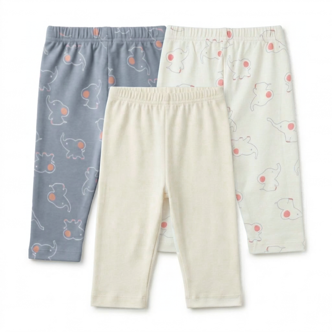 Newborn Baby Cotton Interlock  Pyjama Pants – 3 Piece Pack