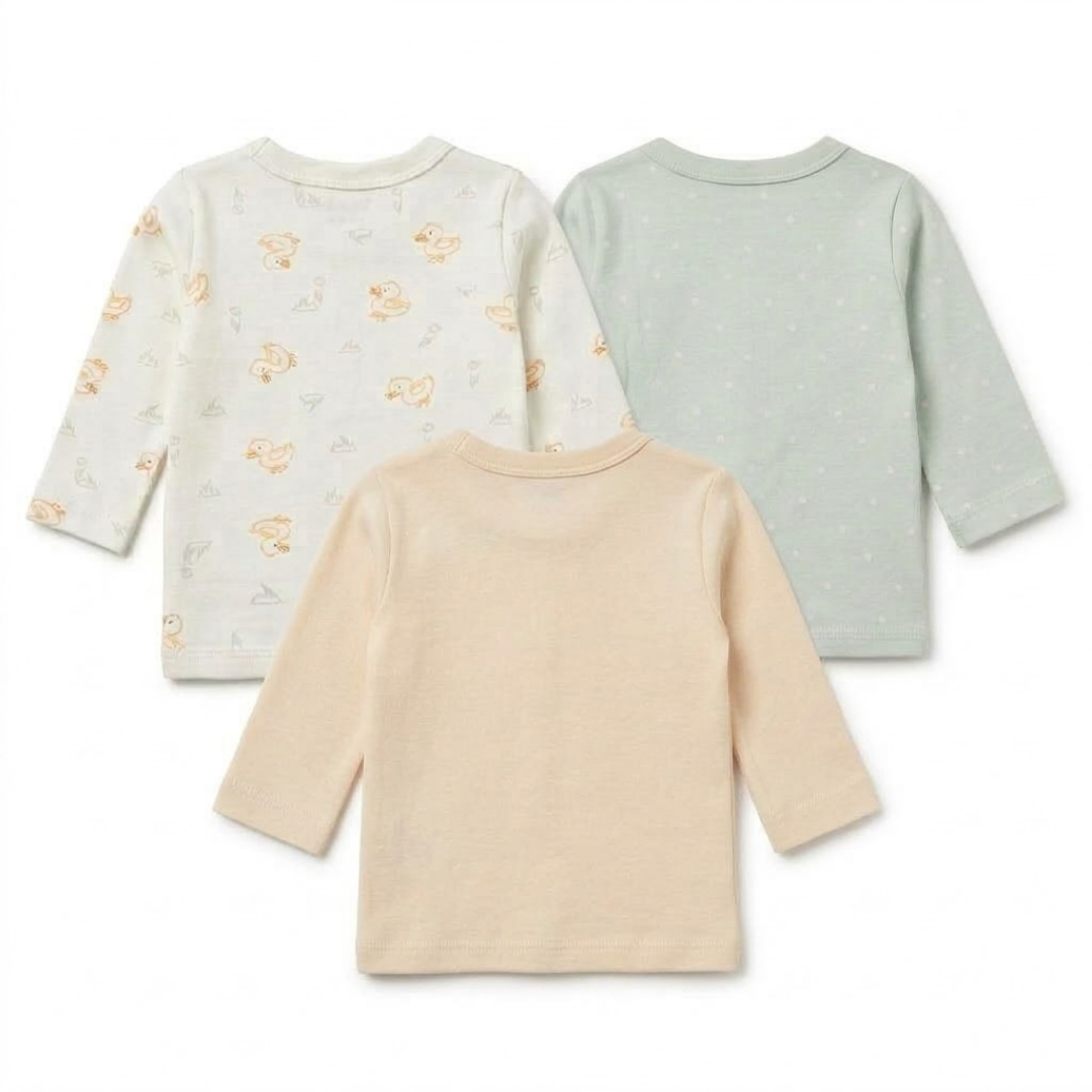 Newborn Baby Long Sleeve Front Open Vest T Shirt– 3 Piece Pack