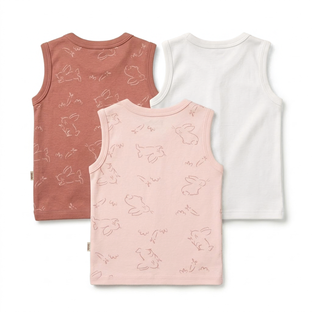 Newborn Baby Sleeveless Front Open Vest T Shirt– 3 Piece Pack