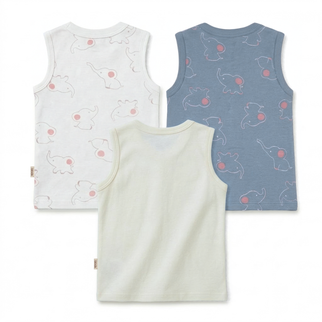 Newborn Baby Sleeveless Front Open Vest T Shirt– 3 Piece Pack