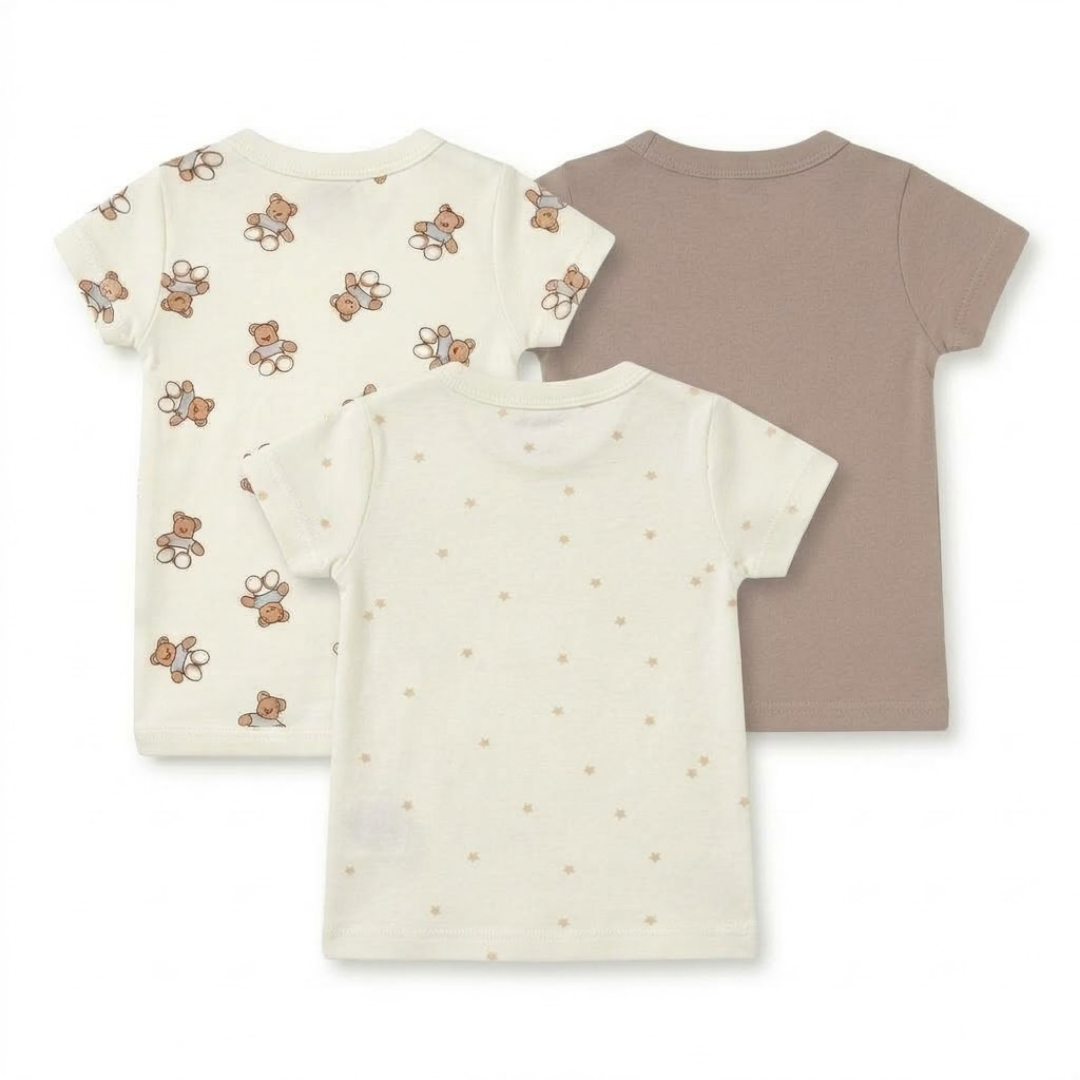 Newborn Baby Short Sleeve Front Open Vest T Shirt– 3 Piece Pack