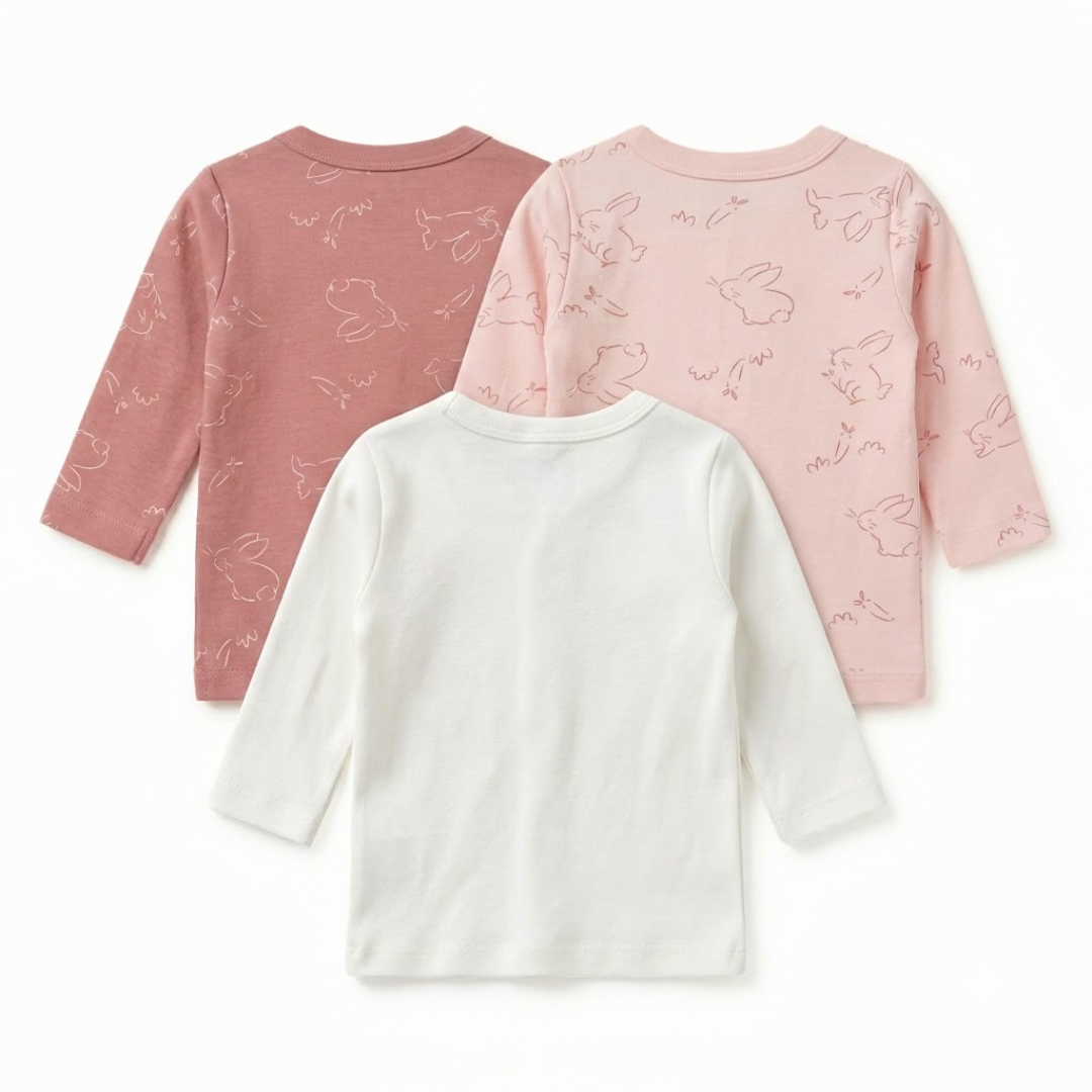 Newborn Baby Long Sleeve Front Open Vest T Shirt– 3 Piece Pack