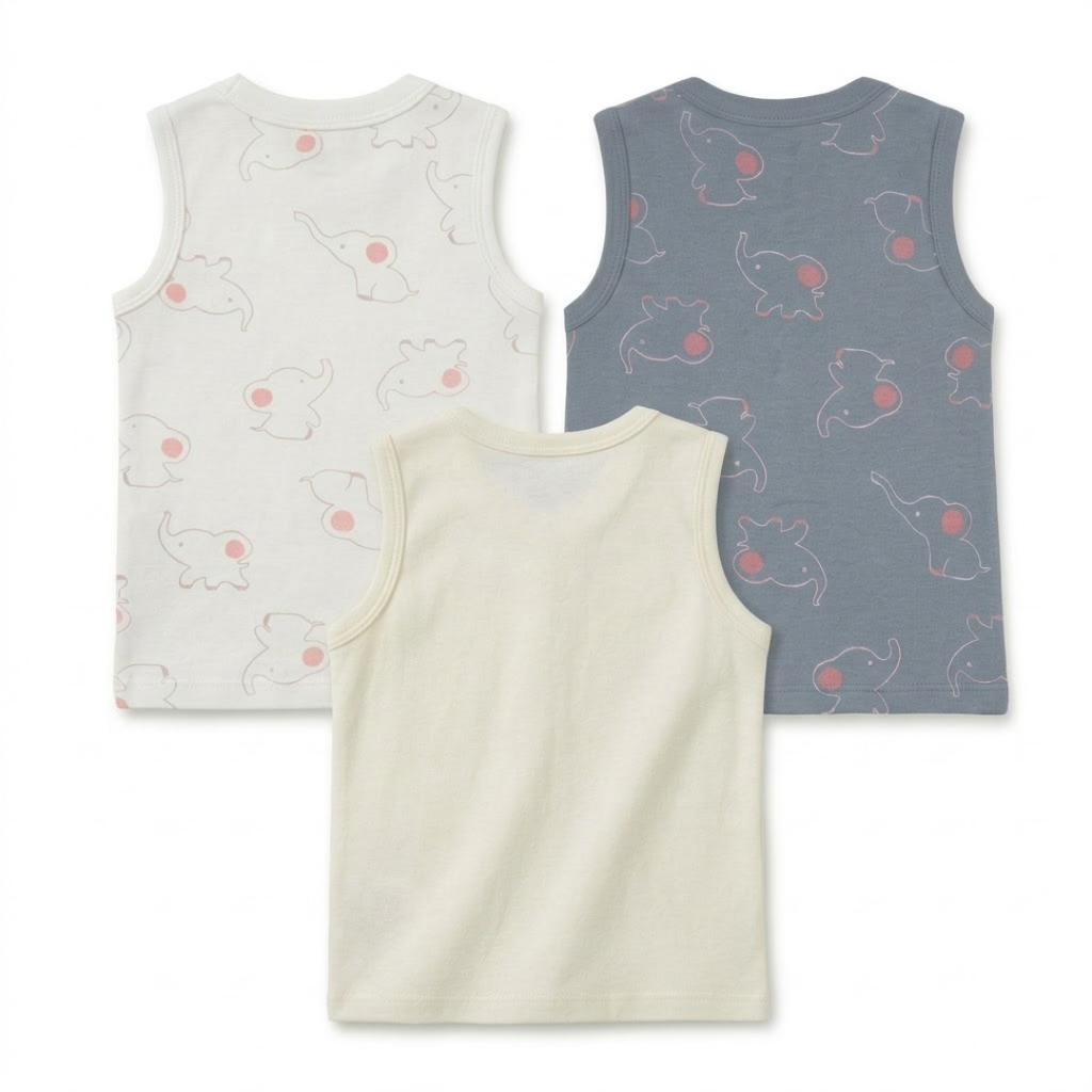 Newborn Baby Sleeveless Front Open Vest T Shirt– 3 Piece Pack
