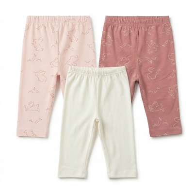 Newborn Baby Cotton Interlock  Pyjama Pants – 3 Piece Pack