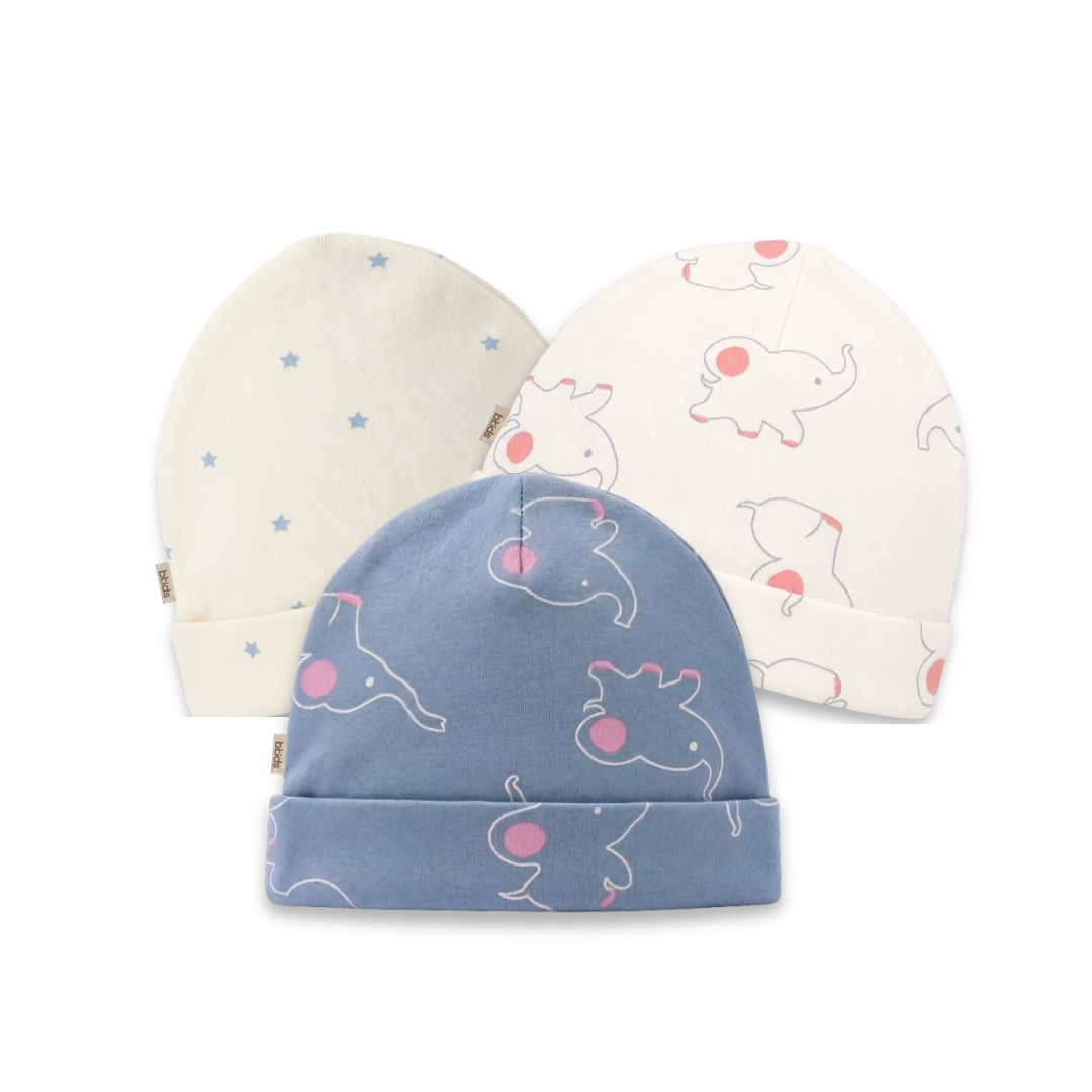 Newborn Baby Printed Caps – 3-Piece Pack