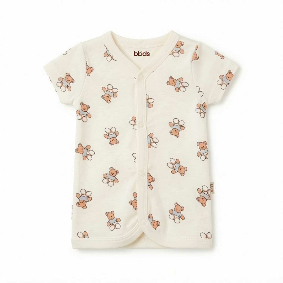 Newborn Baby Short Sleeve Front Open Vest T Shirt– 3 Piece Pack