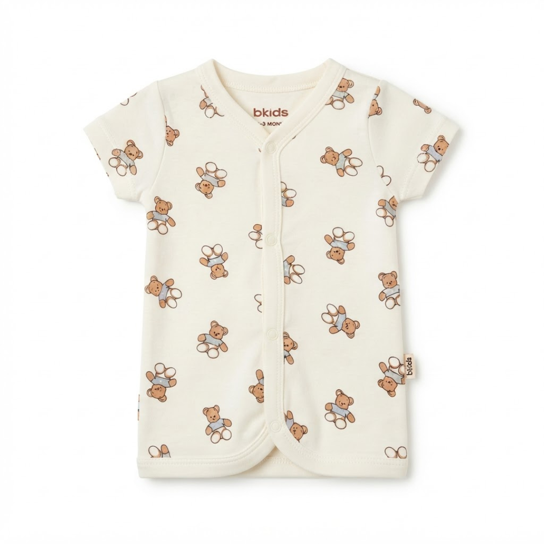Newborn Baby Short Sleeve Front Open Vest T Shirt– 3 Piece Pack