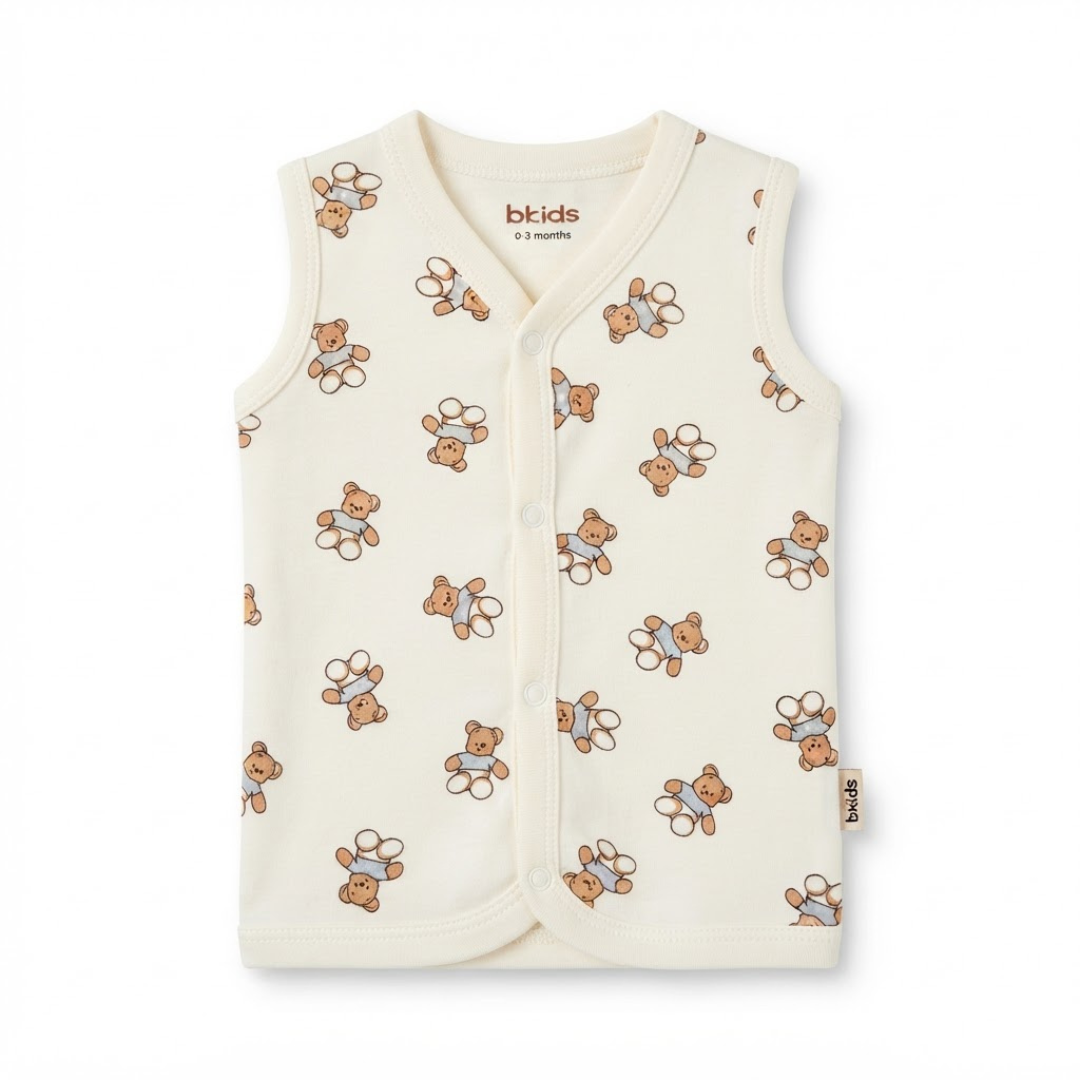 Newborn Baby Sleeveless Front Open Vest T Shirt– 3 Piece Pack
