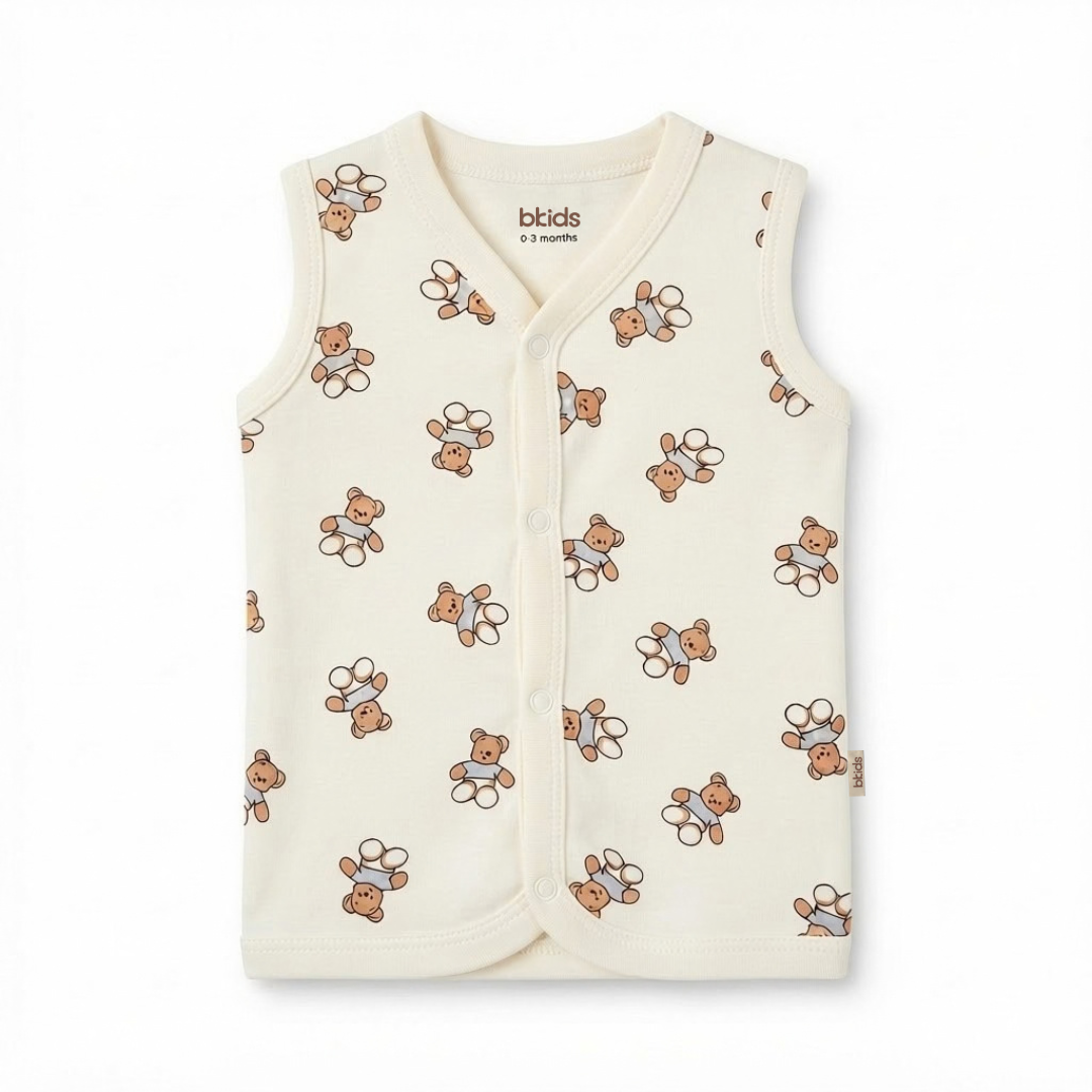 Newborn Baby Sleeveless Front Open Vest T Shirt– 3 Piece Pack