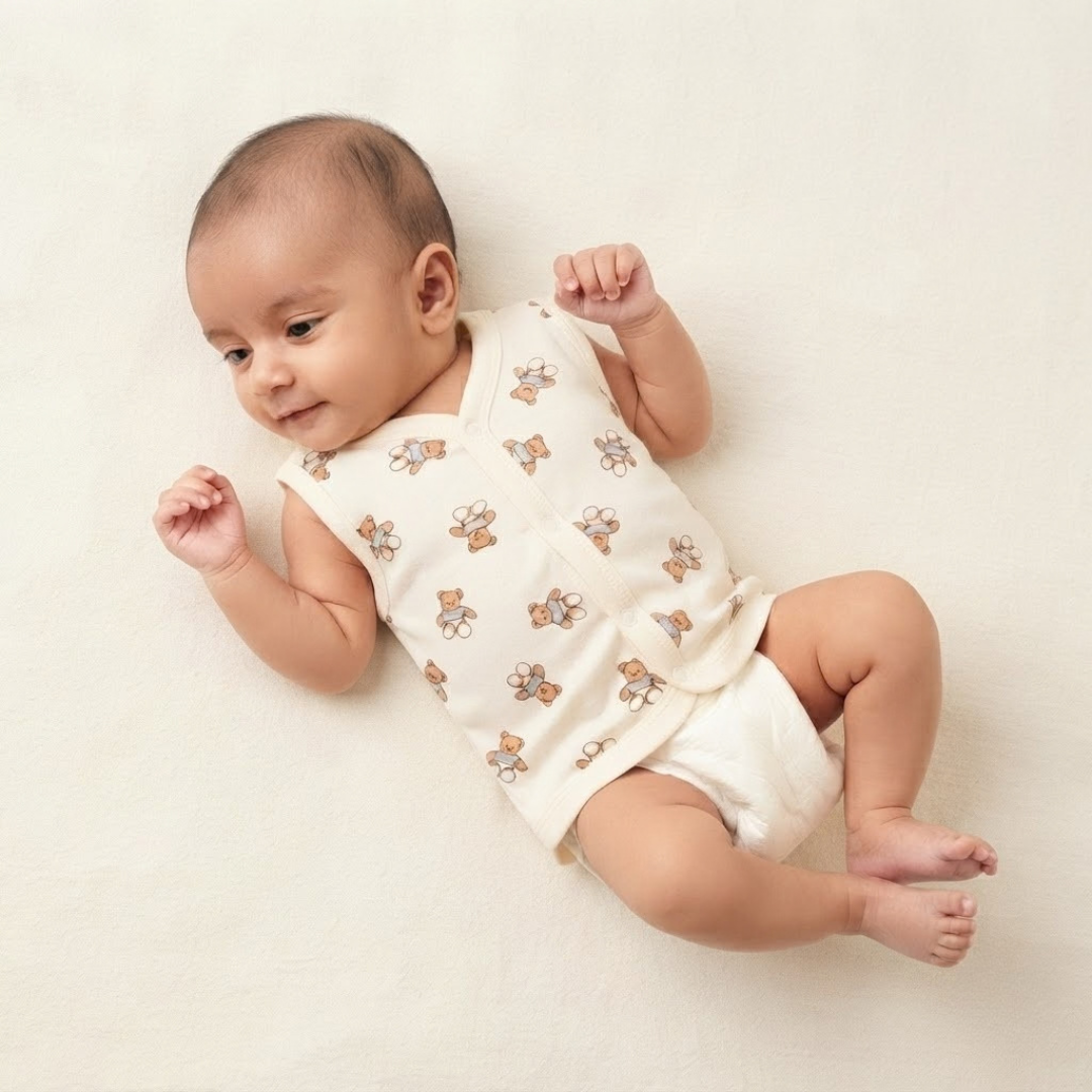 Newborn Baby Sleeveless Front Open Vest T Shirt– 3 Piece Pack