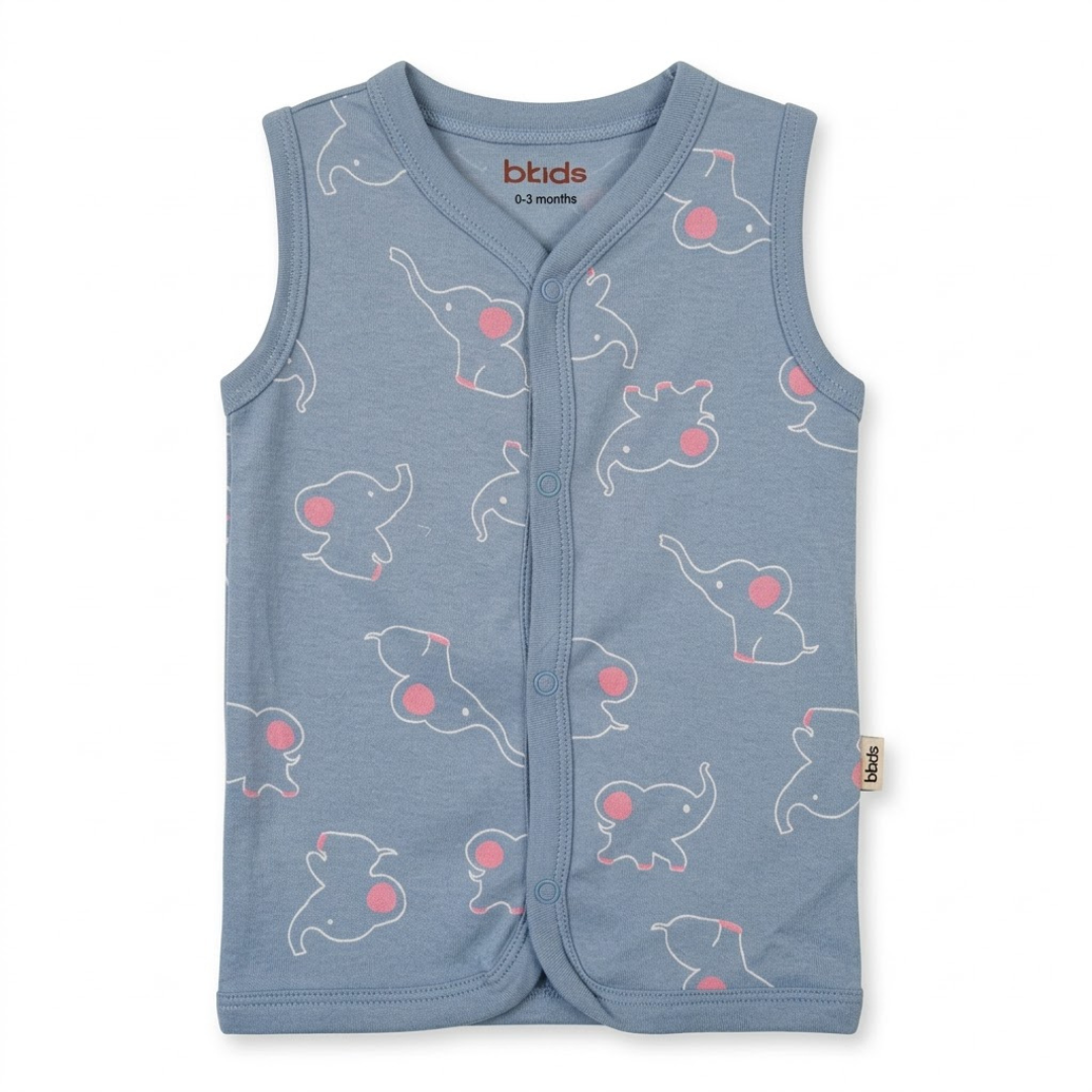 Newborn Baby Sleeveless Front Open Vest T Shirt– 3 Piece Pack