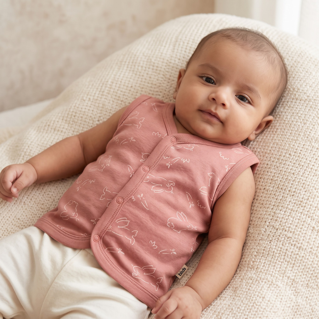 Newborn Baby Sleeveless Front Open Vest T Shirt– 3 Piece Pack