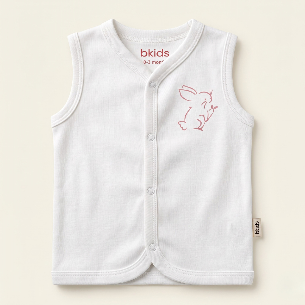 Newborn Baby Sleeveless Front Open Vest T Shirt– 3 Piece Pack