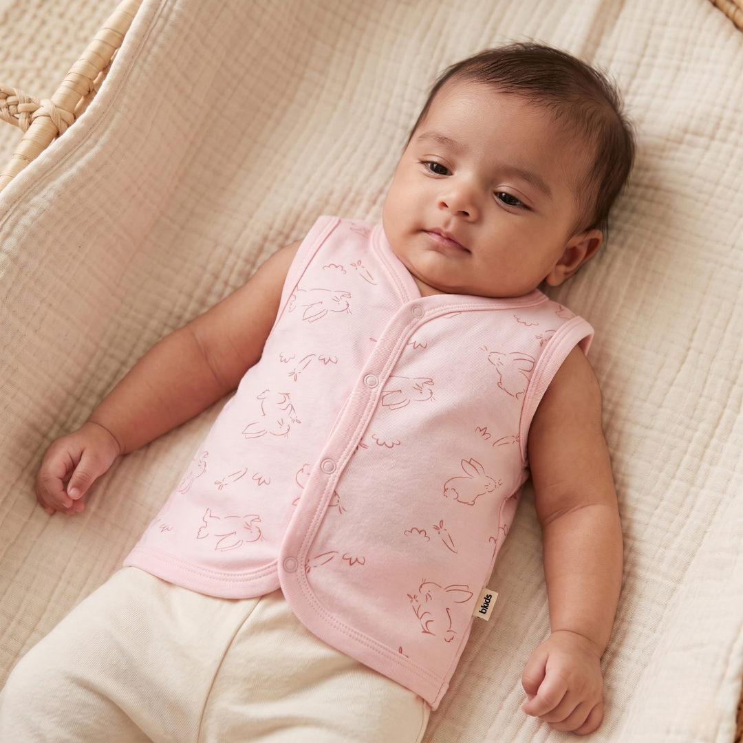 Newborn Baby Sleeveless Front Open Vest T Shirt– 3 Piece Pack