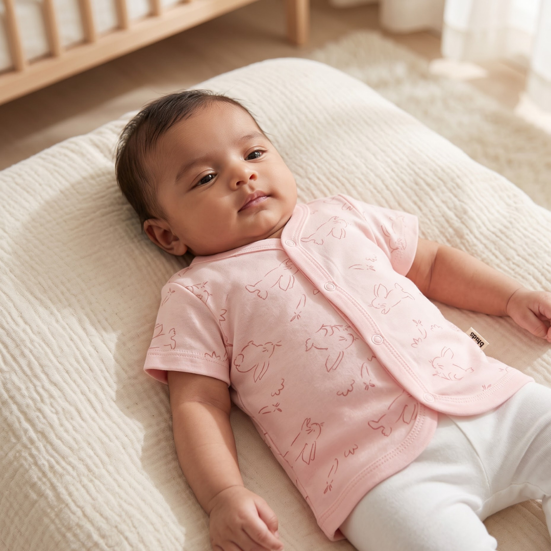 Newborn Baby Short Sleeve Front Open Vest T Shirt– 3 Piece Pack