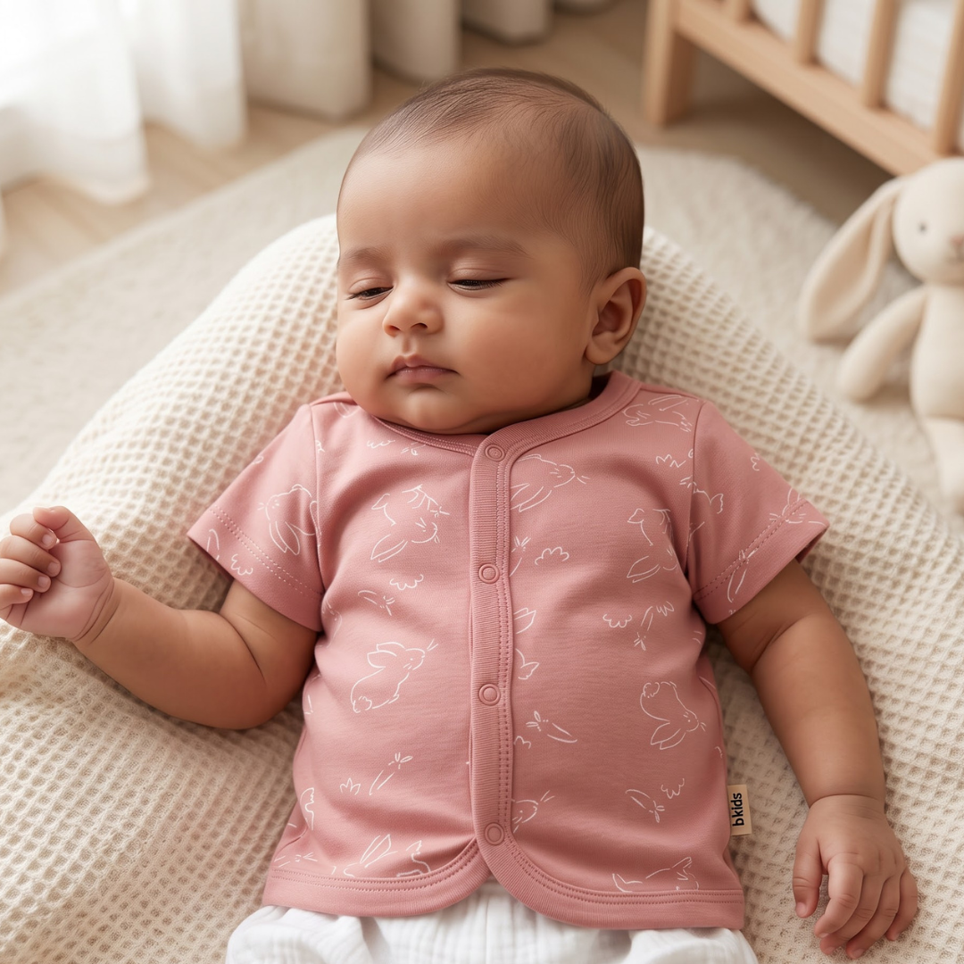 Newborn Baby Short Sleeve Front Open Vest T Shirt– 3 Piece Pack